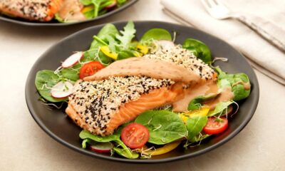 Sesame Crusted Salmon with Roasted Sesame Dressing