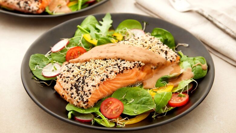 Sesame Crusted Salmon with Roasted Sesame Dressing