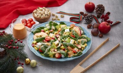 Warm Apple Pistachio Spinach Salad