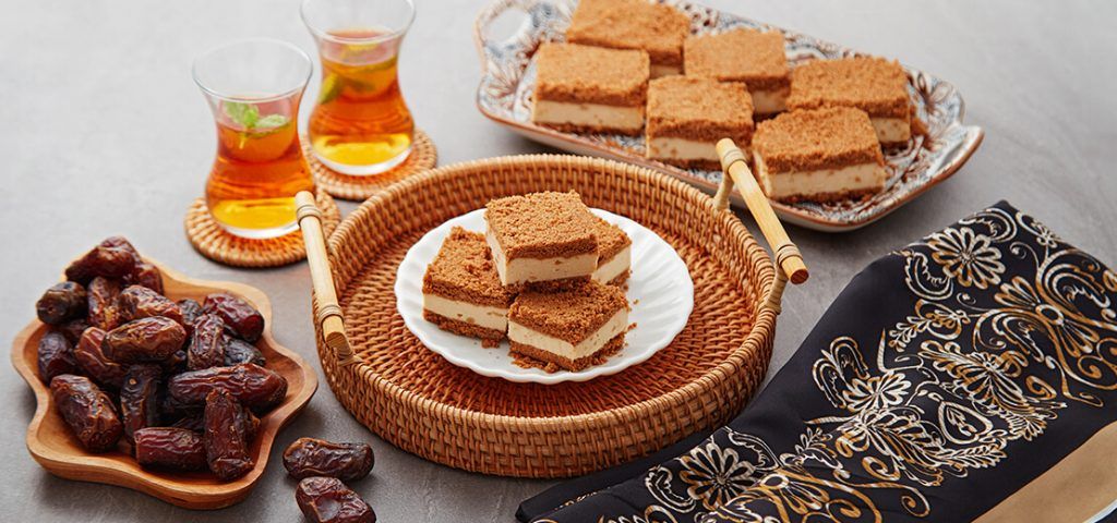 Peanut butter cookies on a tray served with tea