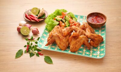TomYam Fried Chicken with salad