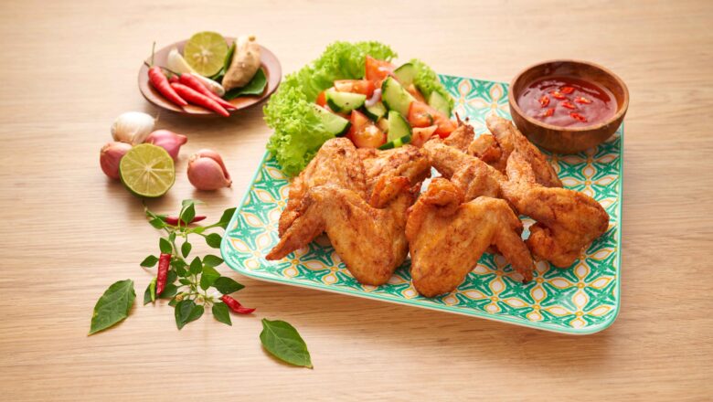 TomYam Fried Chicken with salad